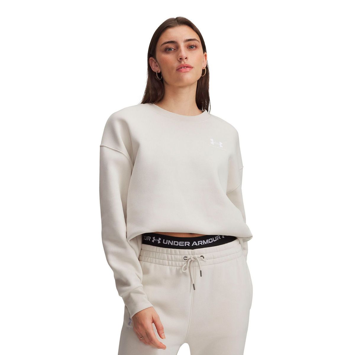 UNDER ARMOUR - Poleron UA Icon Fleece Oversized Blanco Mujer UNDER ARMOUR