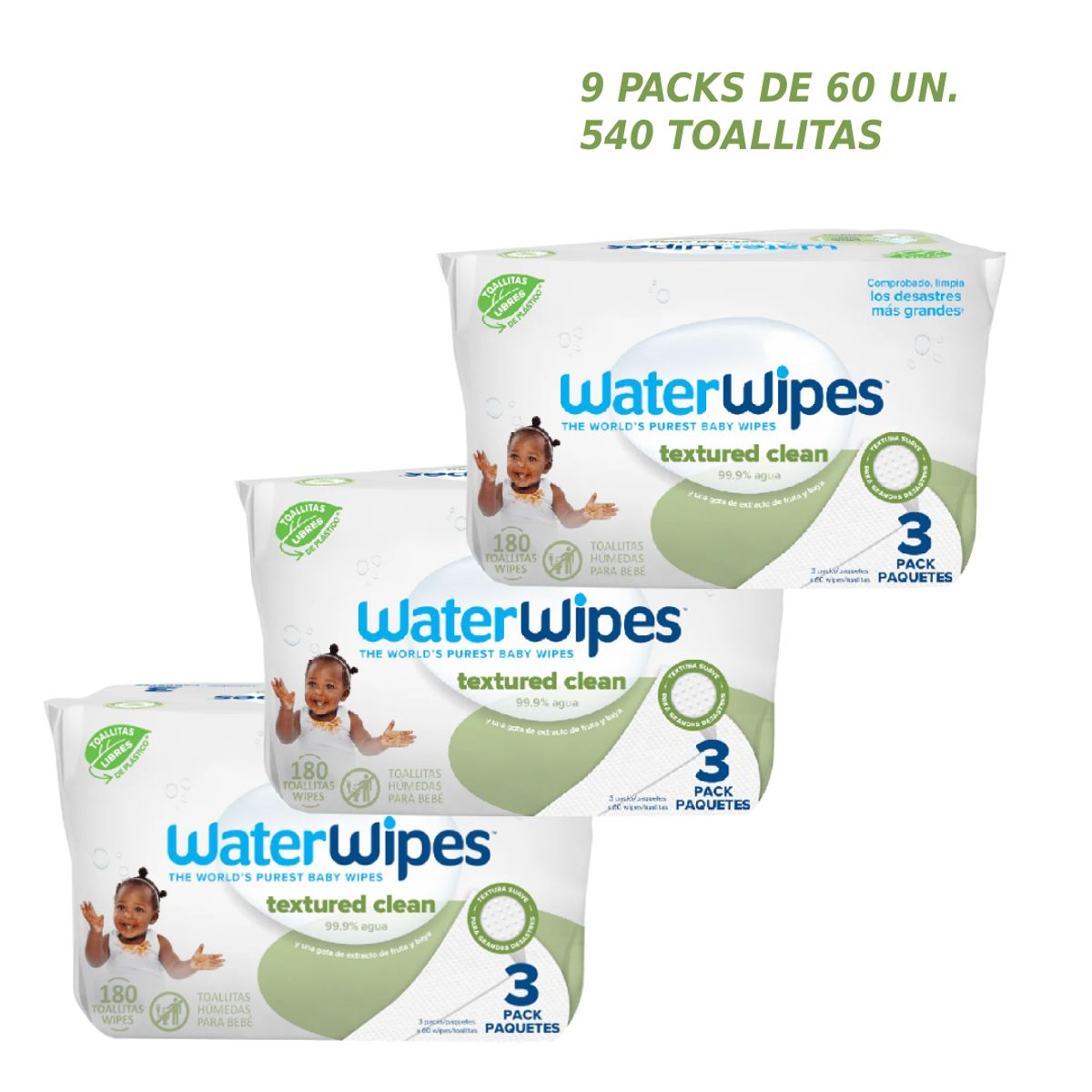 WATER WIPES - Toallitas húmedas WaterWipes Textured Clean 9x60 uns 540 unidades