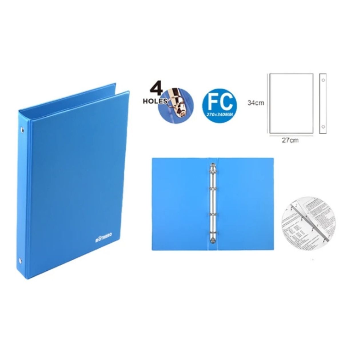 MOTARRO - Archivador Fc De Pvc Con 4 Anillos Carpeta Organizadora