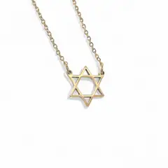 AMBAR JOYERIA - Cadena Estrella de David en Acero Inoxidable Dorado