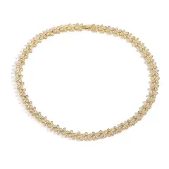 GENERICO - Collar de Florecitas con Circonitas Dorado - Oro 18k