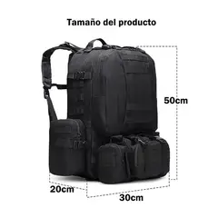 EVERSO - Mochila Tactica Militar 50l Impermeable Multiusos Camping Negro Liso