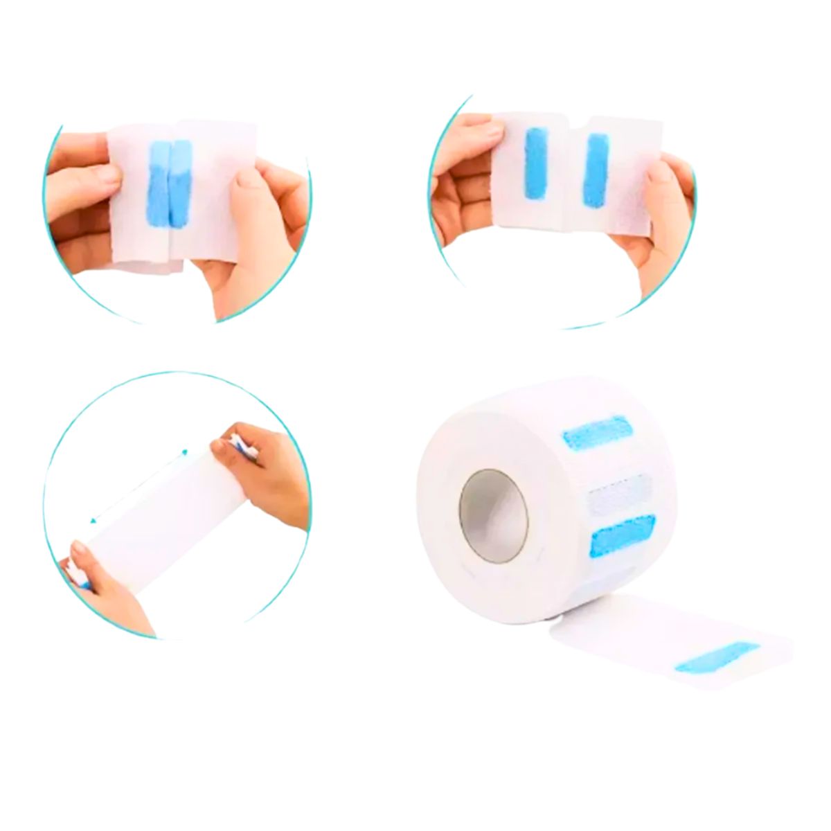 GENERICO - Pack 5 Rollos Papel Cuello Barbería Peluquería Blanco - 500 Tiras