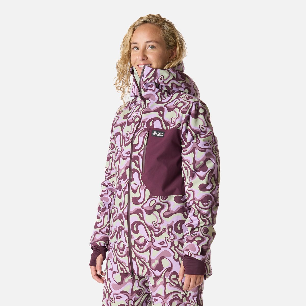 HAKA HONU - Chaqueta Mujer Yeti Print Malva Haka Honu