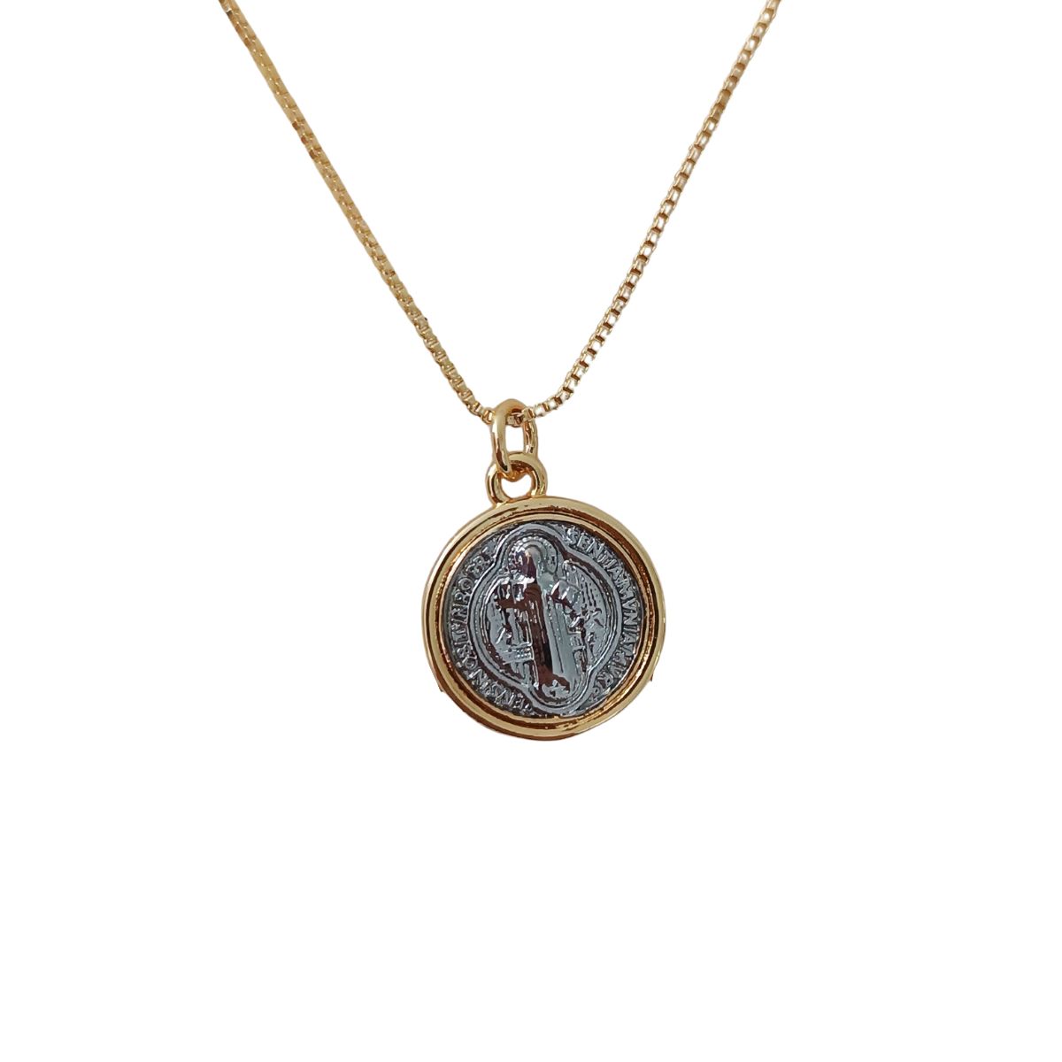 GENERICO - Collar de Medalla San Benito  chapado en oro