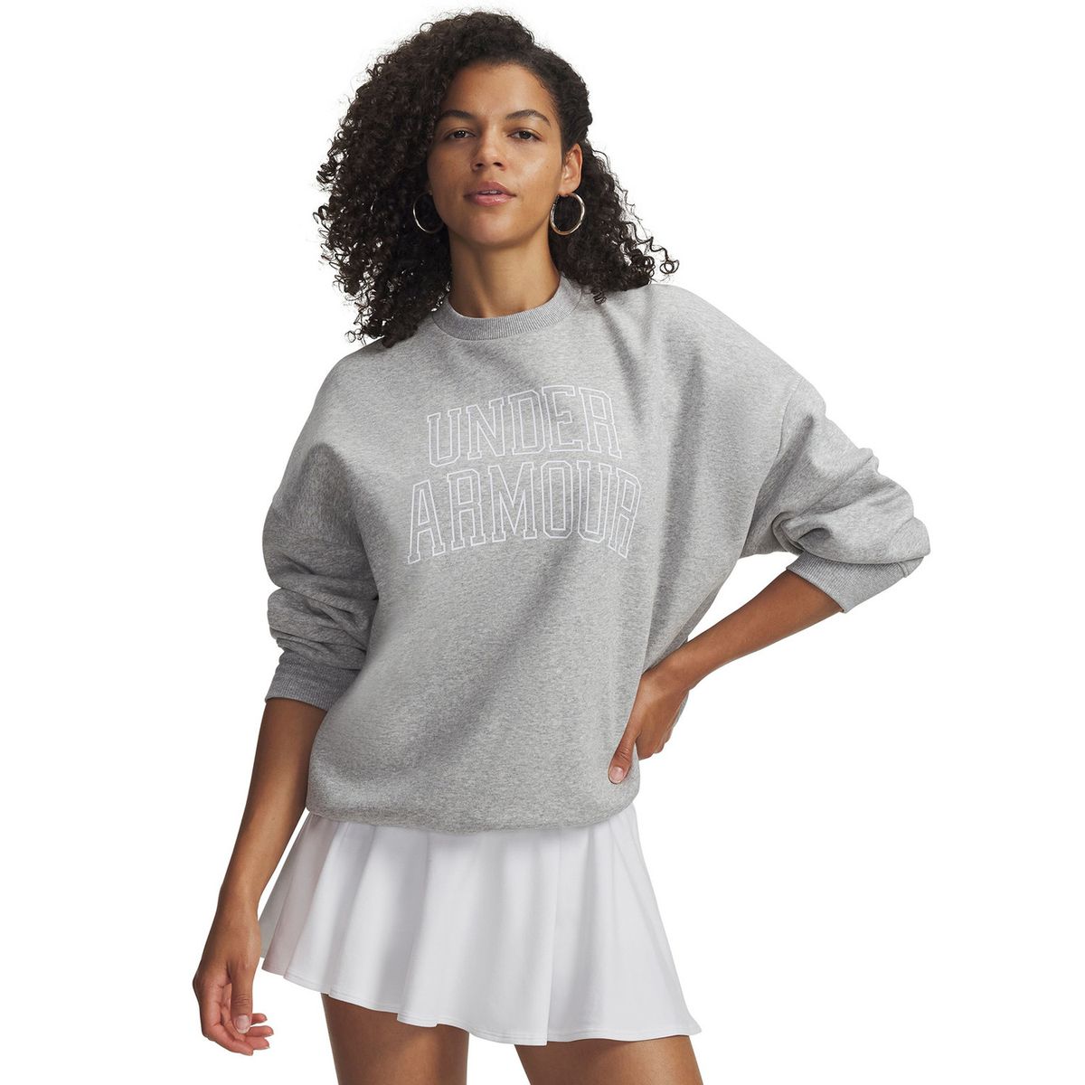 UNDER ARMOUR - Poleron Mujer Rival Fleece Os Varsity Crew Gris UNDER ARMOUR