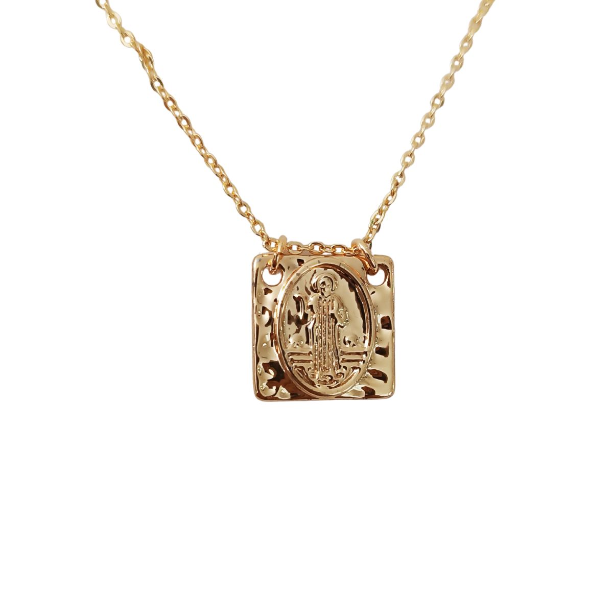 GENERICO - Collar de escapulario de San Benito Chapado en Oro