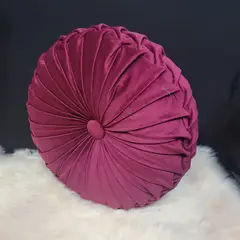 GENERICO - Cojín Decorativo Redondo bordado color burdeo