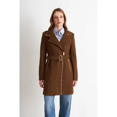 NICOPOLY - Abrigo Cierre Lateral Café