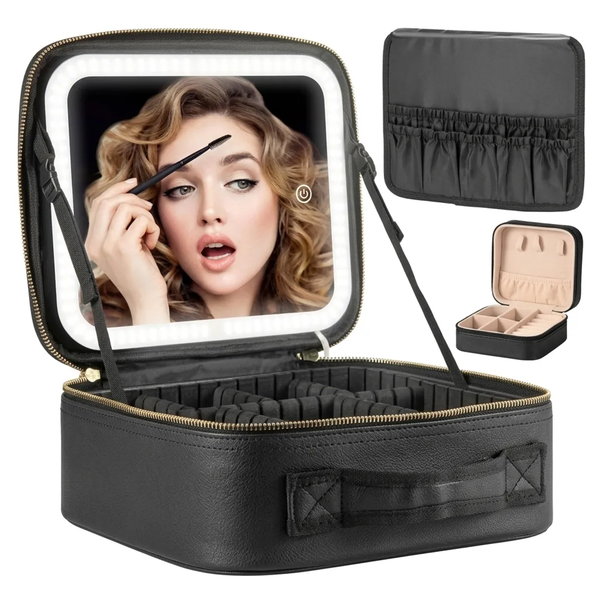 GENERICO - Estuche de maquillaje profesional portátil con espejo
