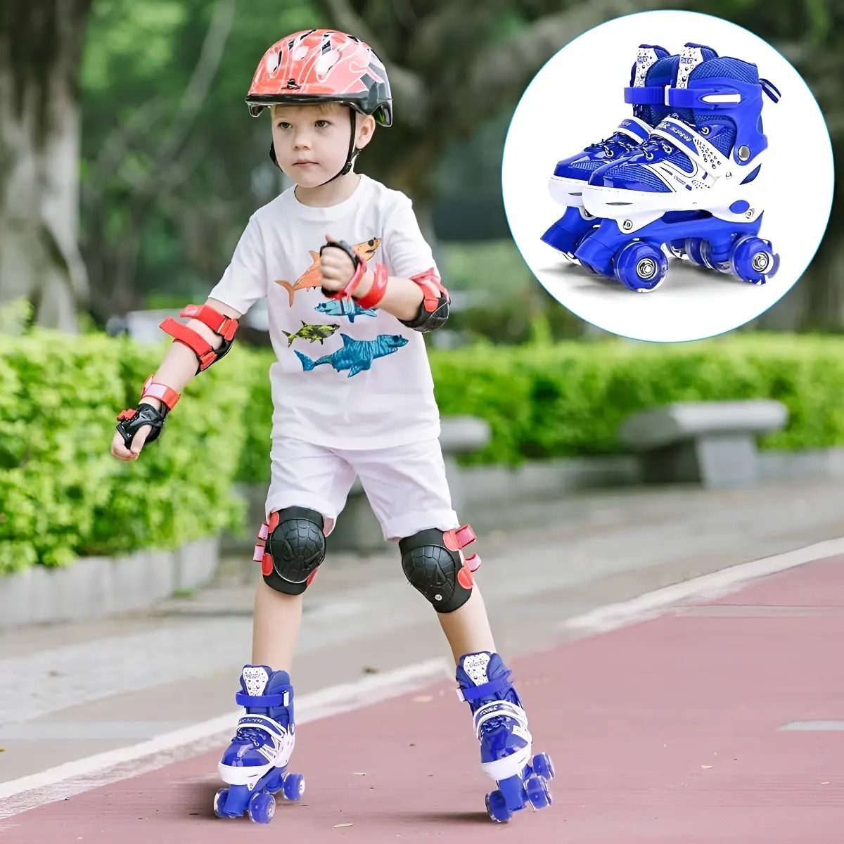 GENERICO - Patines 4 Ruedas Ajustable Para Niñas Azul Talla M