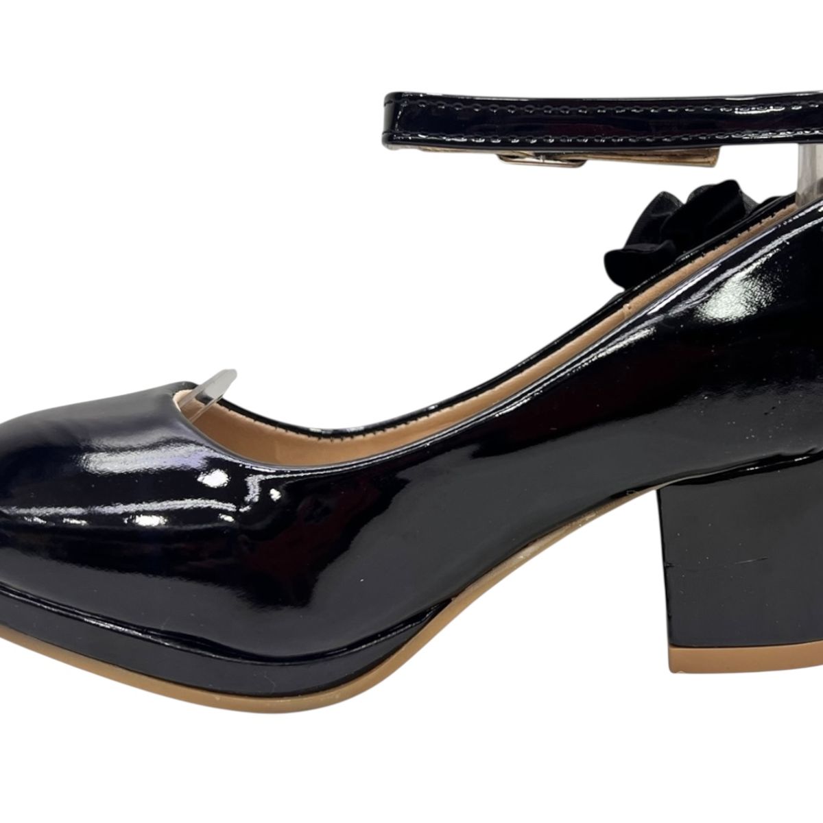 COMPRAPO - Zapato Calzado Princesa Niña Charol Negro con Tacón y Flor