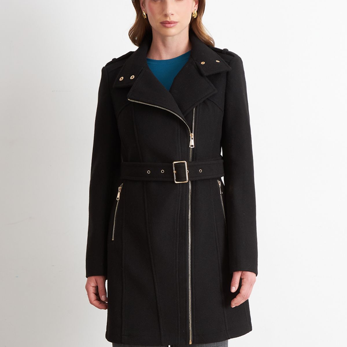 NICOPOLY - Abrigo Cierre Lateral Negro Nicopoly