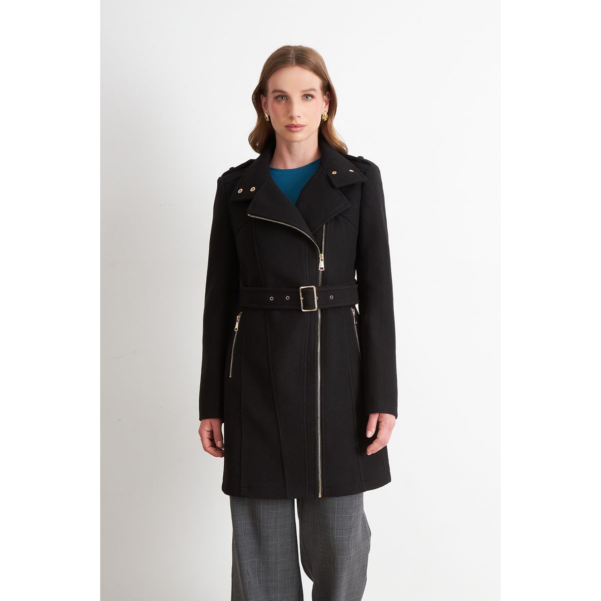 NICOPOLY - Abrigo Cierre Lateral Negro Nicopoly