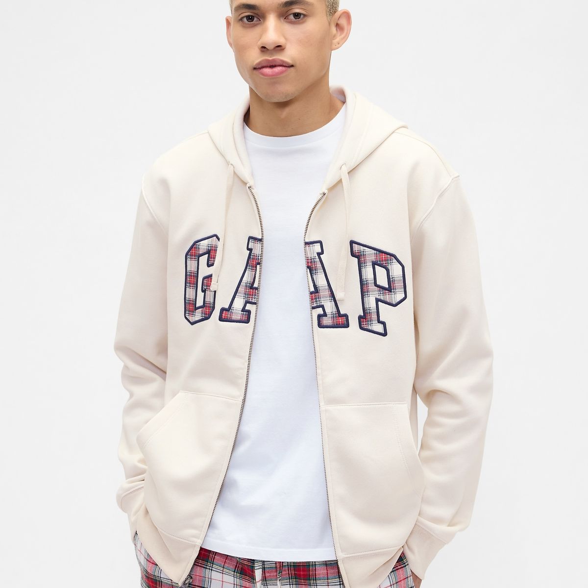 GAP - Polerón Hombre Gap Con Gorro Con Cierre Beige