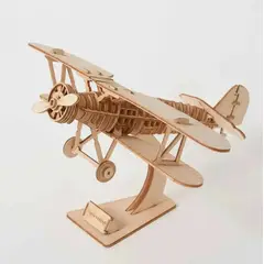 GENERICO - Rompecabezas Puzzle 3d Avión Biplano De Madera