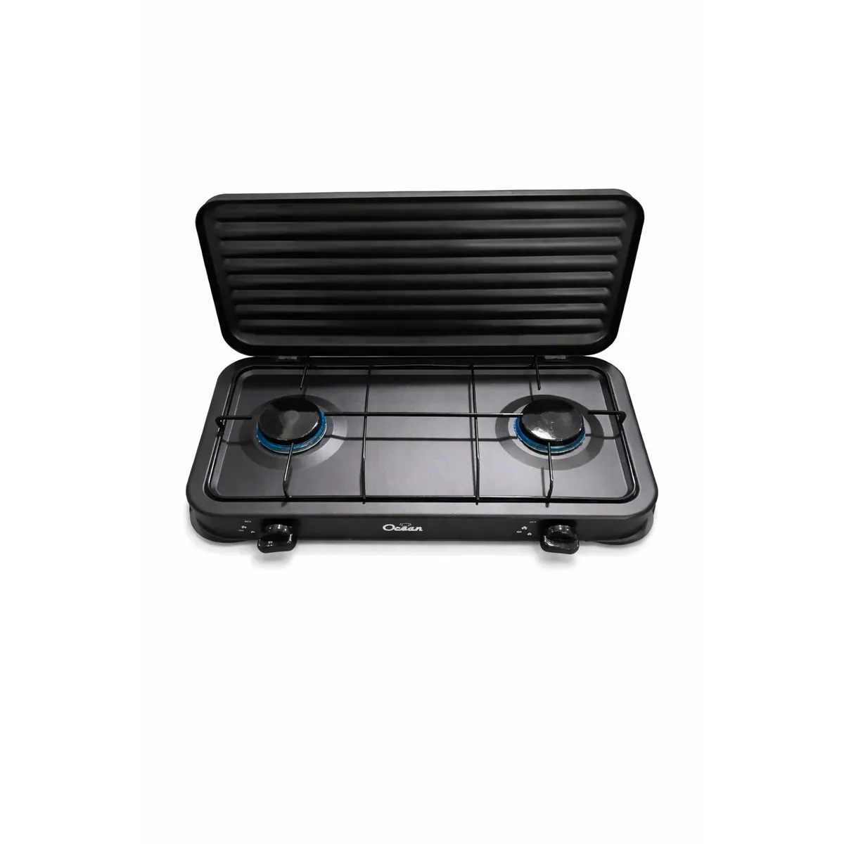 GENERICO - Cocinilla A Gas 2 Hornilla Para Camping/hogar Negra Con Tapa