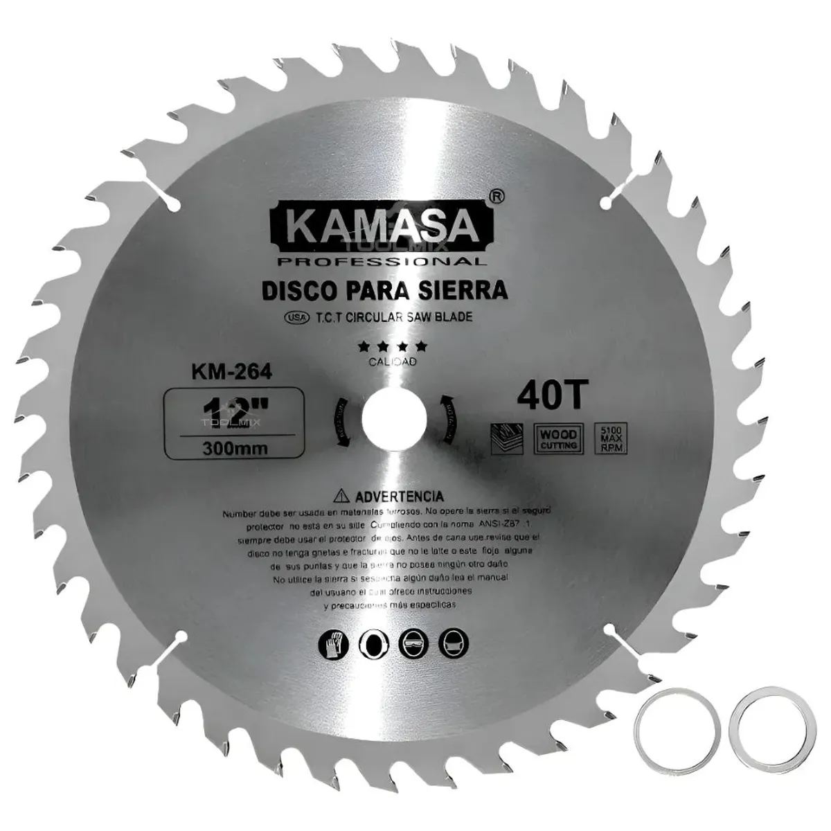 KAMASA - Disco Banco Sierra 12 Pulg X 40 Dientes Eje de 1''