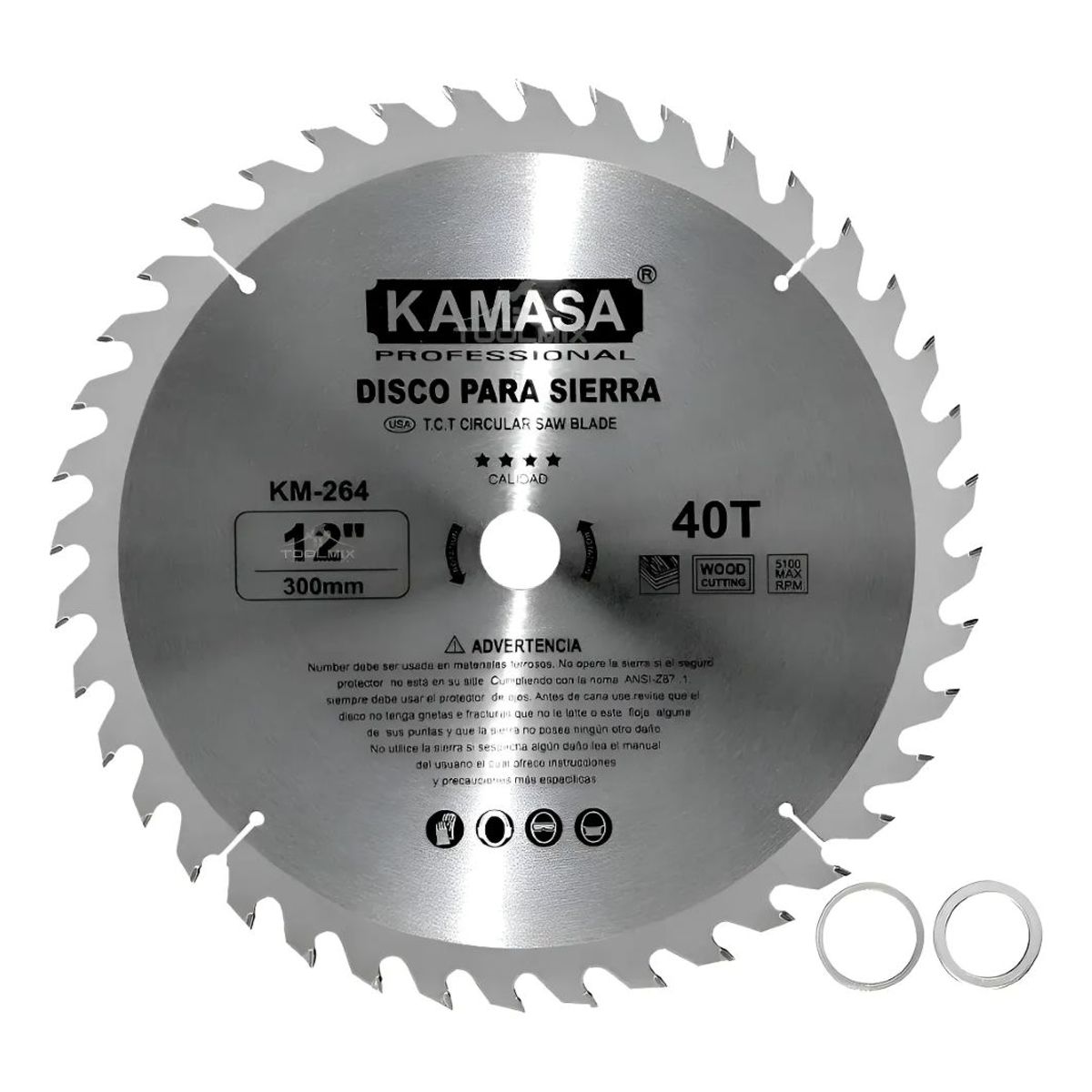 KAMASA - Disco Banco Sierra 12 Pulg X 40 Dientes Eje de 1''