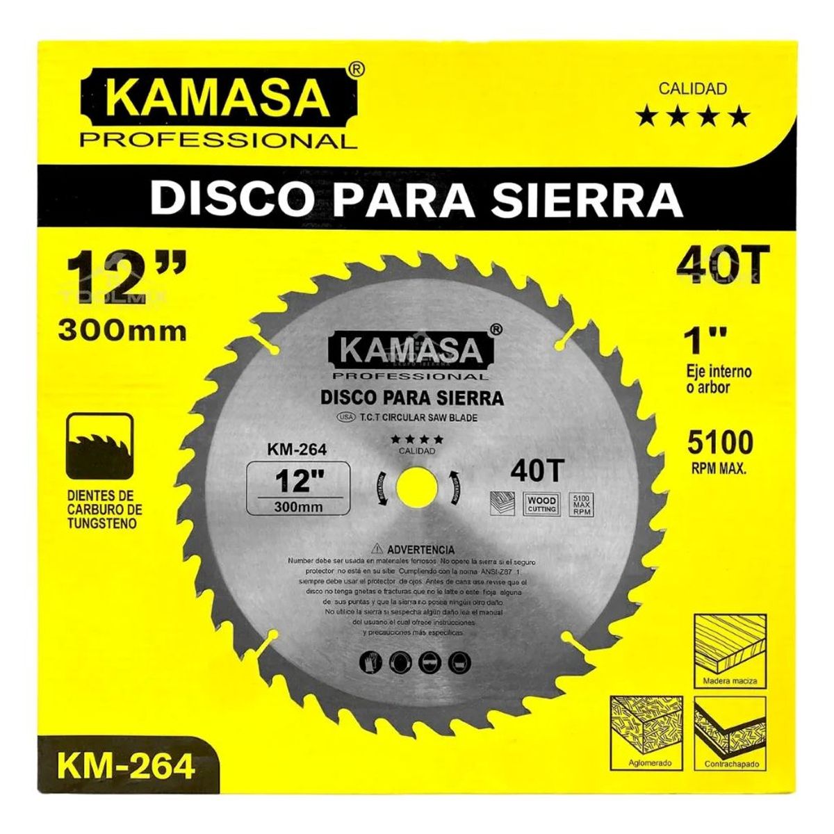 KAMASA - Disco Banco Sierra 12 Pulg X 40 Dientes Eje de 1''