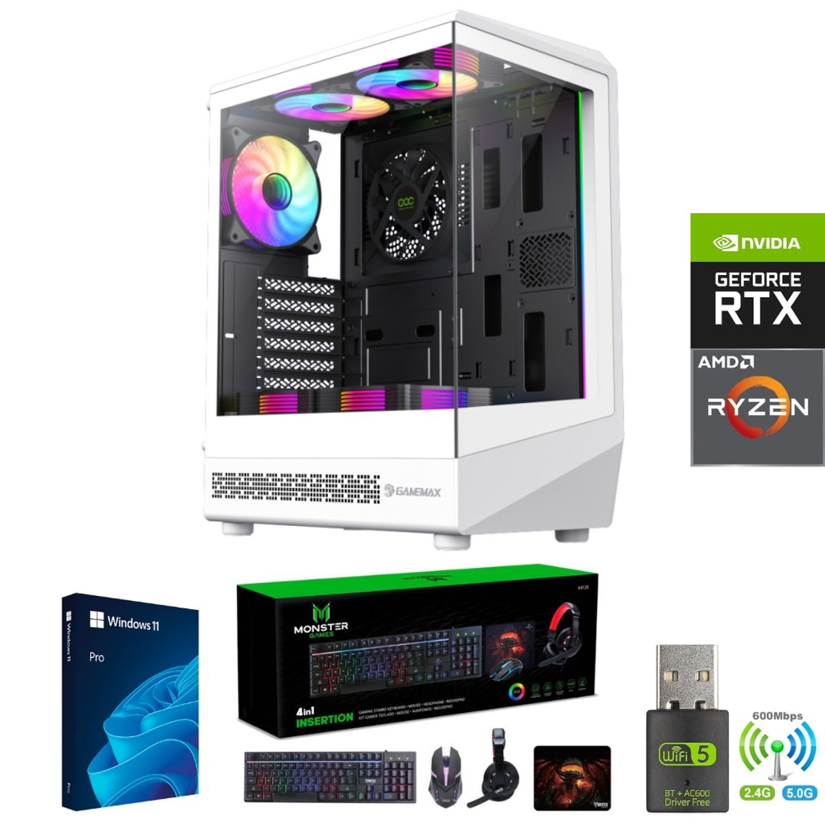 AMD CORP - Pc Gamer AMD Ryzen 7 5800XT - 16GB RAM - RTX 5060TI - 1TB - Wifi - COC-W