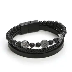 LK LUKSO - Pulsera Cuero Hombre Árbol de la Vida Moderno
