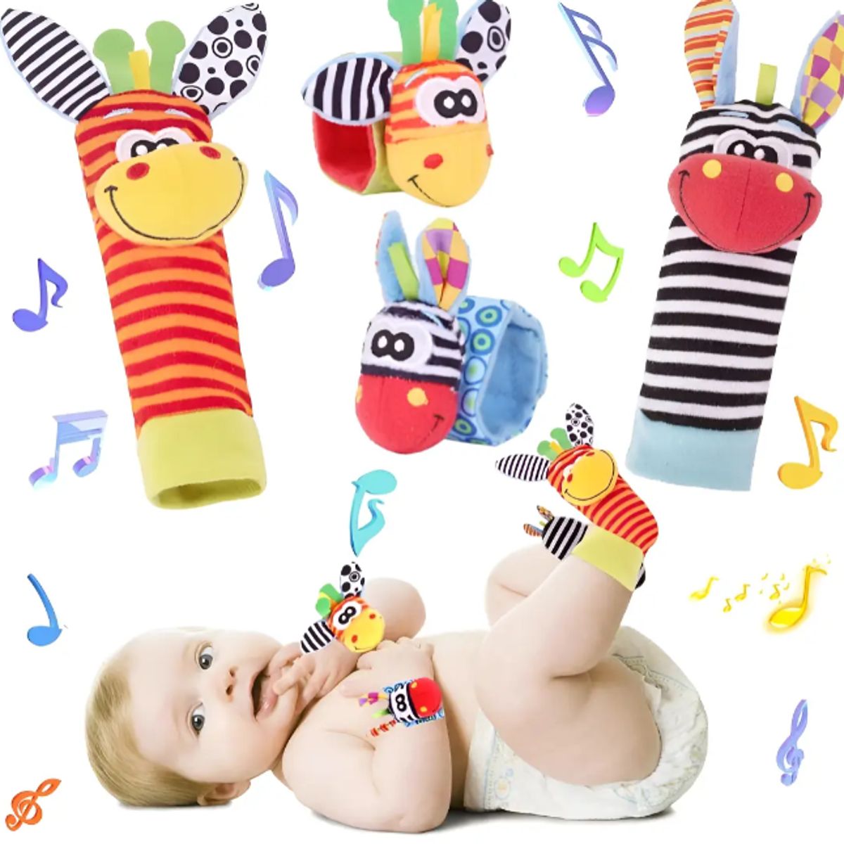 GENERICO - CONJUNTO SONAJERO DE PULSERA Y CALCETINES PARA BEBE