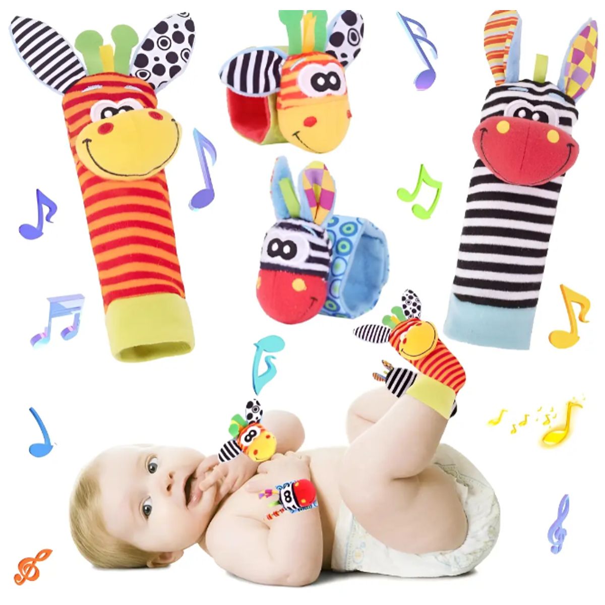 GENERICO - CONJUNTO SONAJERO DE PULSERA Y CALCETINES PARA BEBE