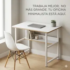 GENERICO - ESCRITORIO HOME OFFICE COMPACTO MINIMALISTA CON REPISA BLANCO