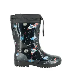 BAMBOO - Bota de Agua con Polar Niño Negro Calet