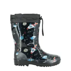 BAMBOO - Bota de Agua con Polar Niño Negro Calet