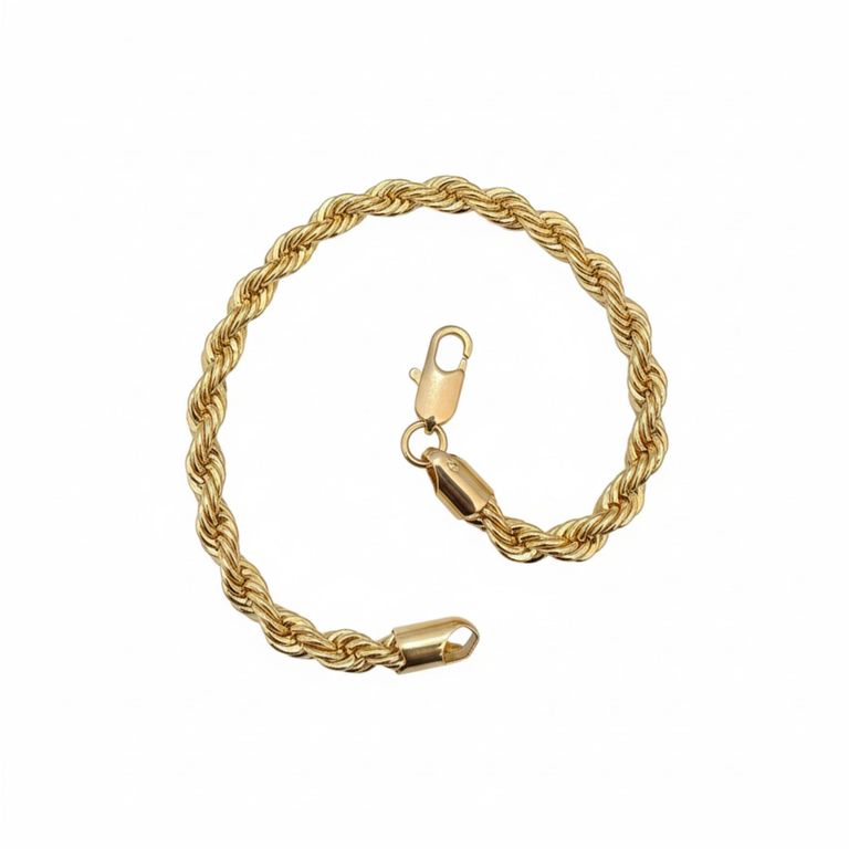 Pulsera Turbillon 20cm x 4mm Enchapada en Oro de 18k Dorado 20