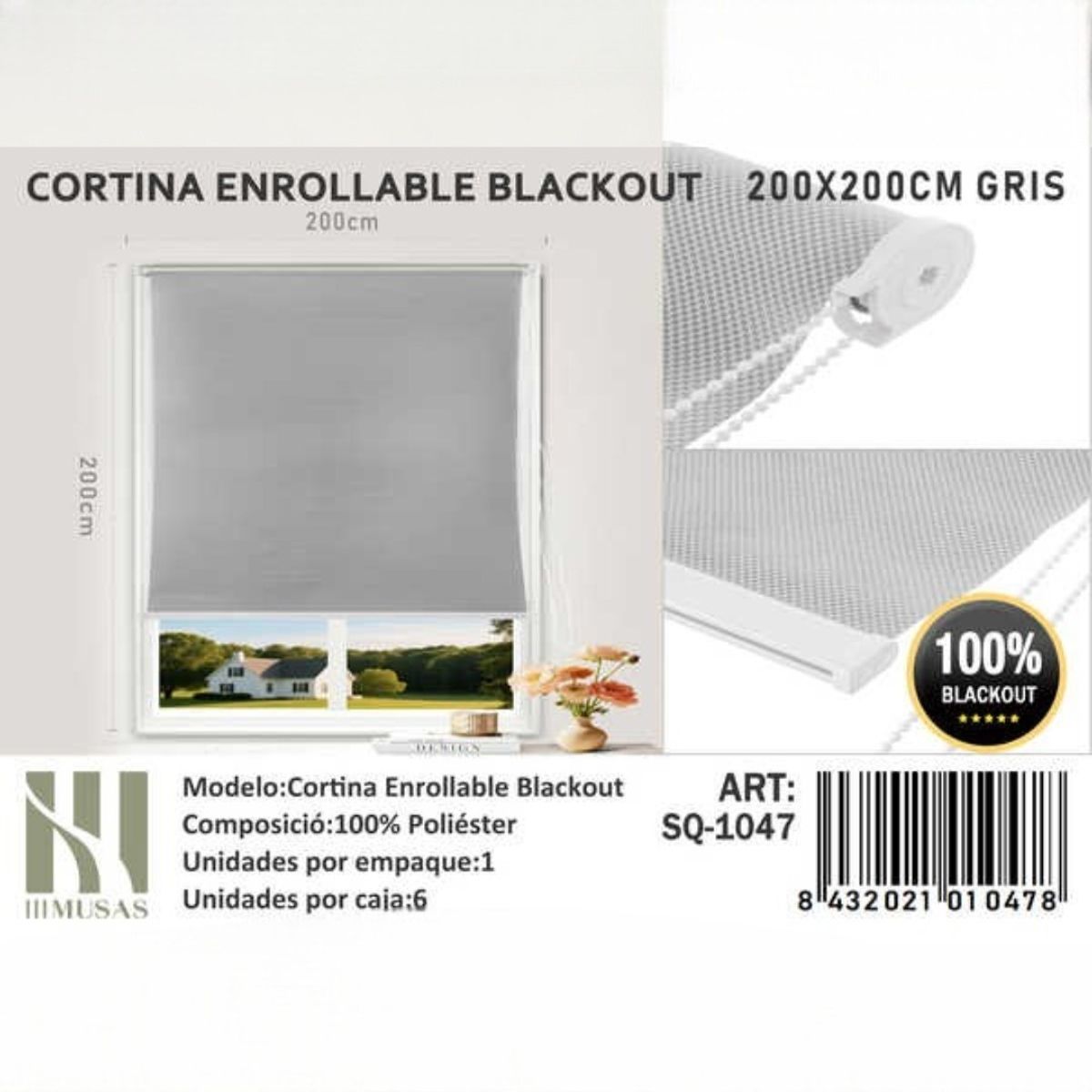 GENERICO - Cortina Roller Blackout 200X200Cm