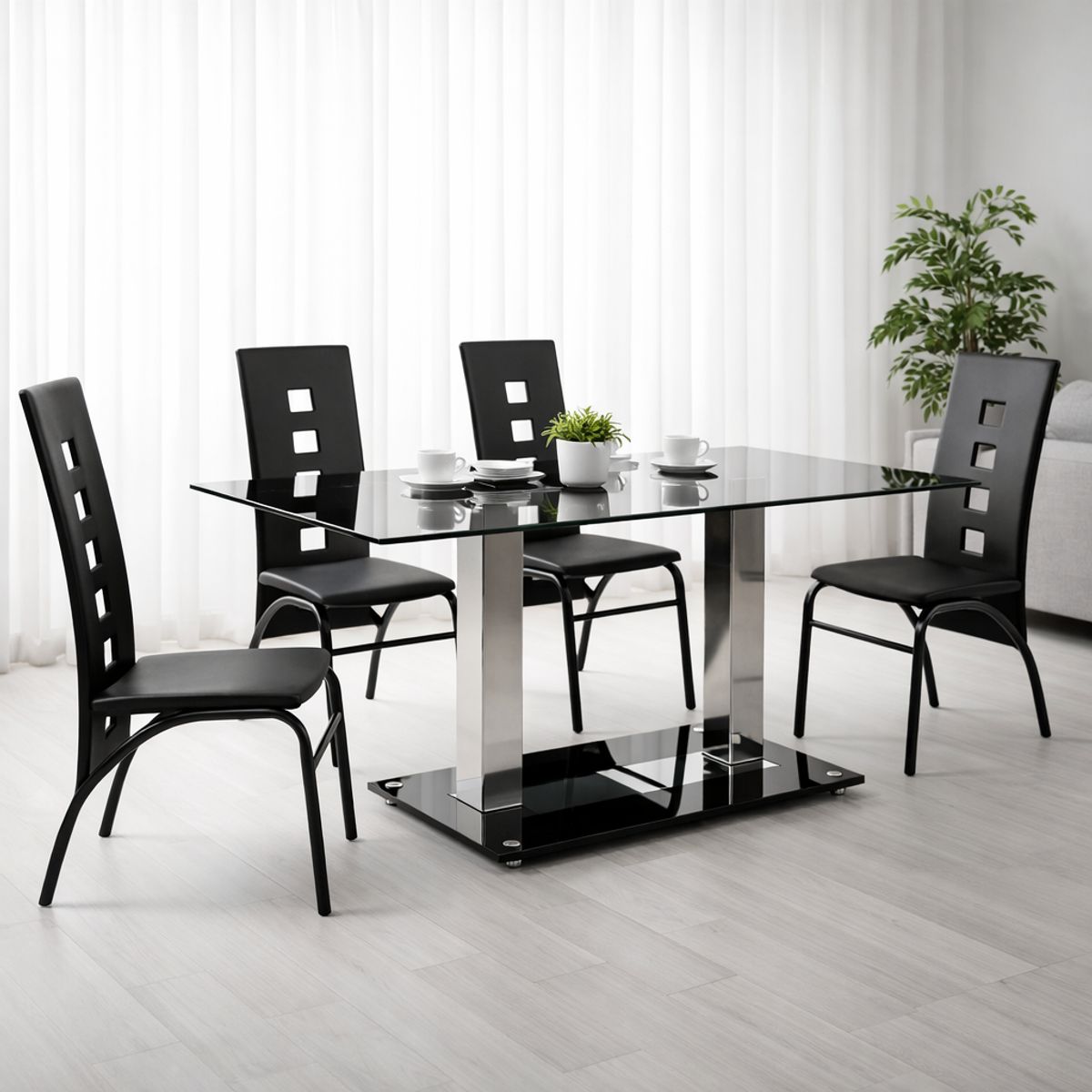 GENERICO - Mesa de Centro Archi Marble - Cubierta de Mármol Blanco y Base Geométrica Negra