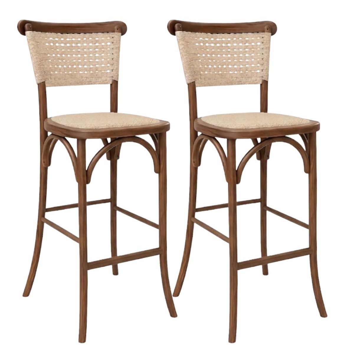 HABITA2 CHILE - Pack 2 Taburetes de Madera y Yute 66 cm Greta