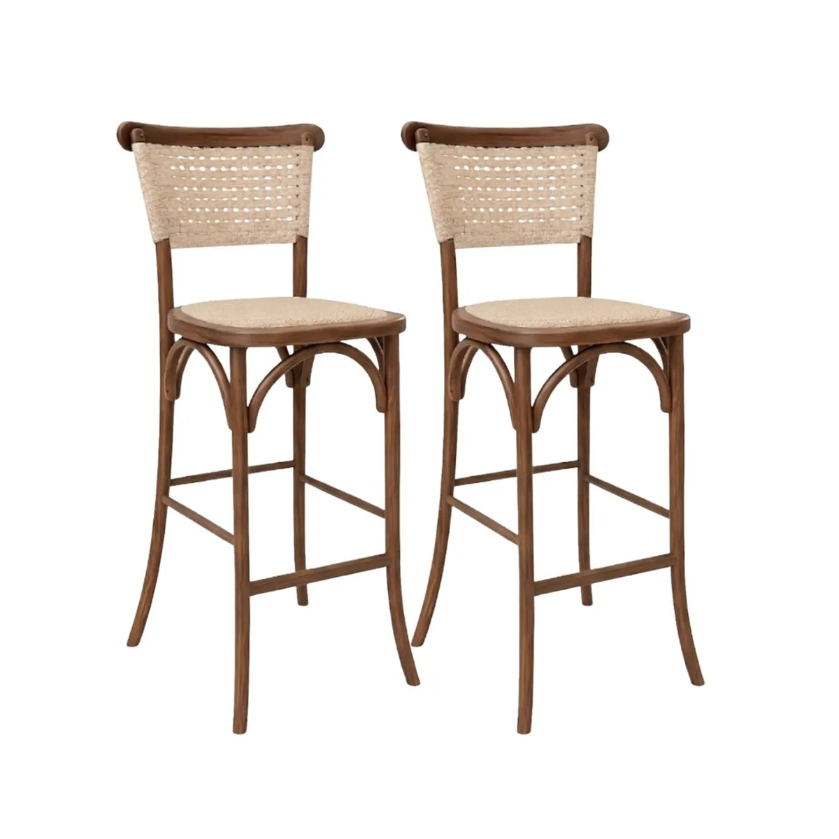 HABITA2 CHILE - Pack 2 Taburetes de Madera y Yute 66 cm Greta
