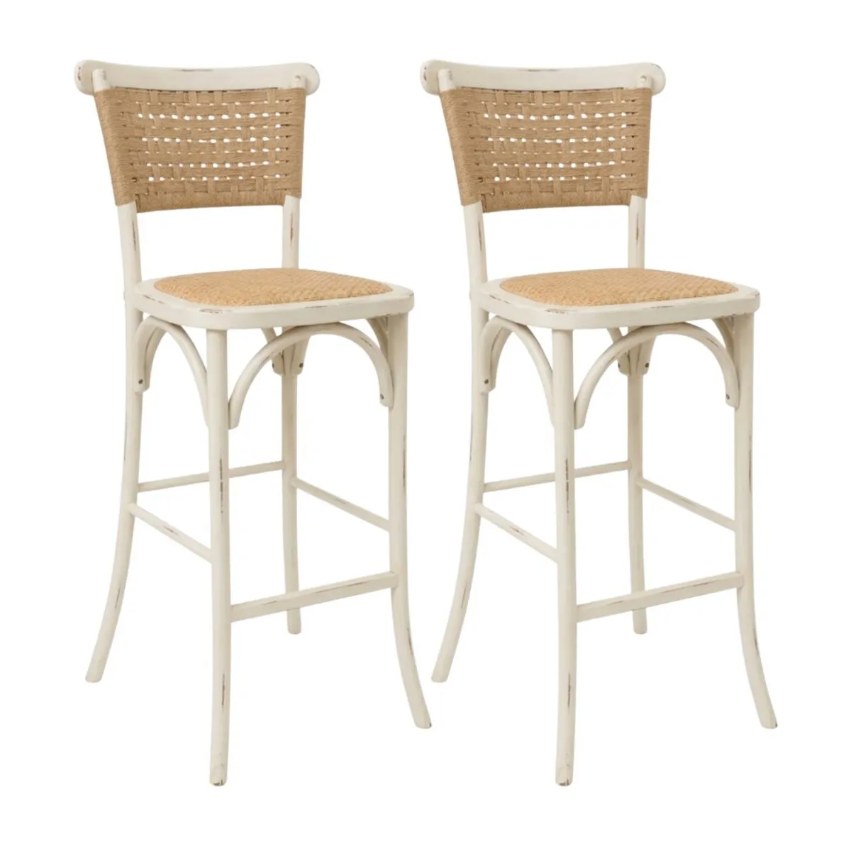 HABITA2 CHILE - Pack 2 Taburetes de Madera y Yute 66 cm Greta