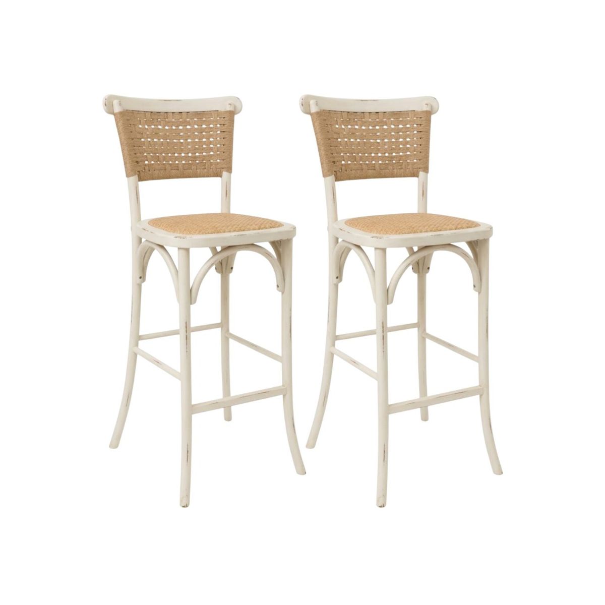 HABITA2 CHILE - Pack 2 Taburetes de Madera y Yute 66 cm Greta