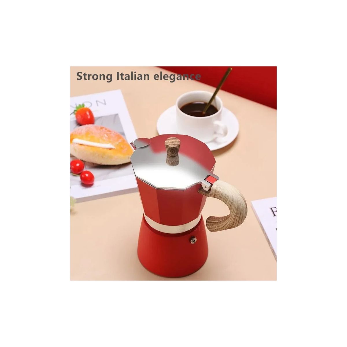 GENERICO - Cafetera Italiana 6 Tazas Cafetera Portatil Cafetera Greca roja