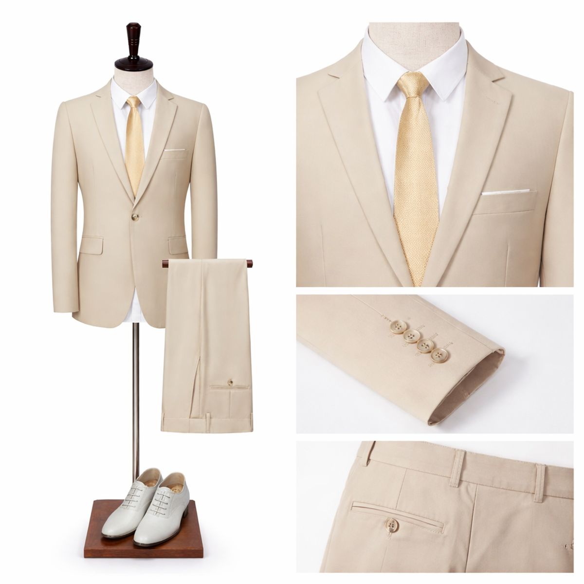 XPRESS RECHARGE - Traje Formal Beige Hombre Slim Fit 2 Piezas