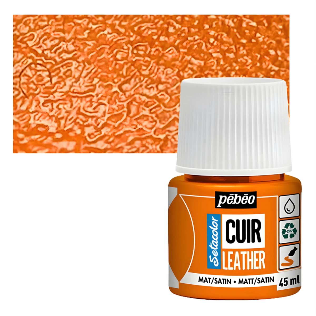PEBEO - Pintura Para Cuero Frasco 45 Ml Setacolor Cuir Pebeo Color 04 - Naranjo