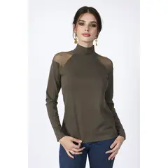 TENTATION - Polera Cuello Alto Verde