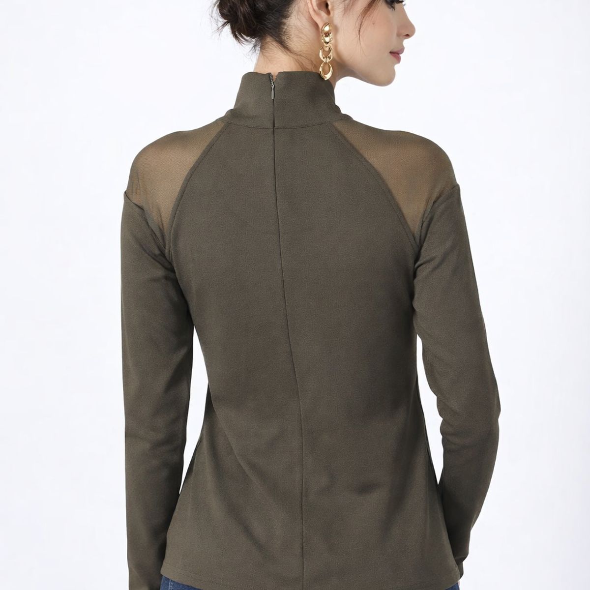 TENTATION - Polera Cuello Alto Verde Tentation