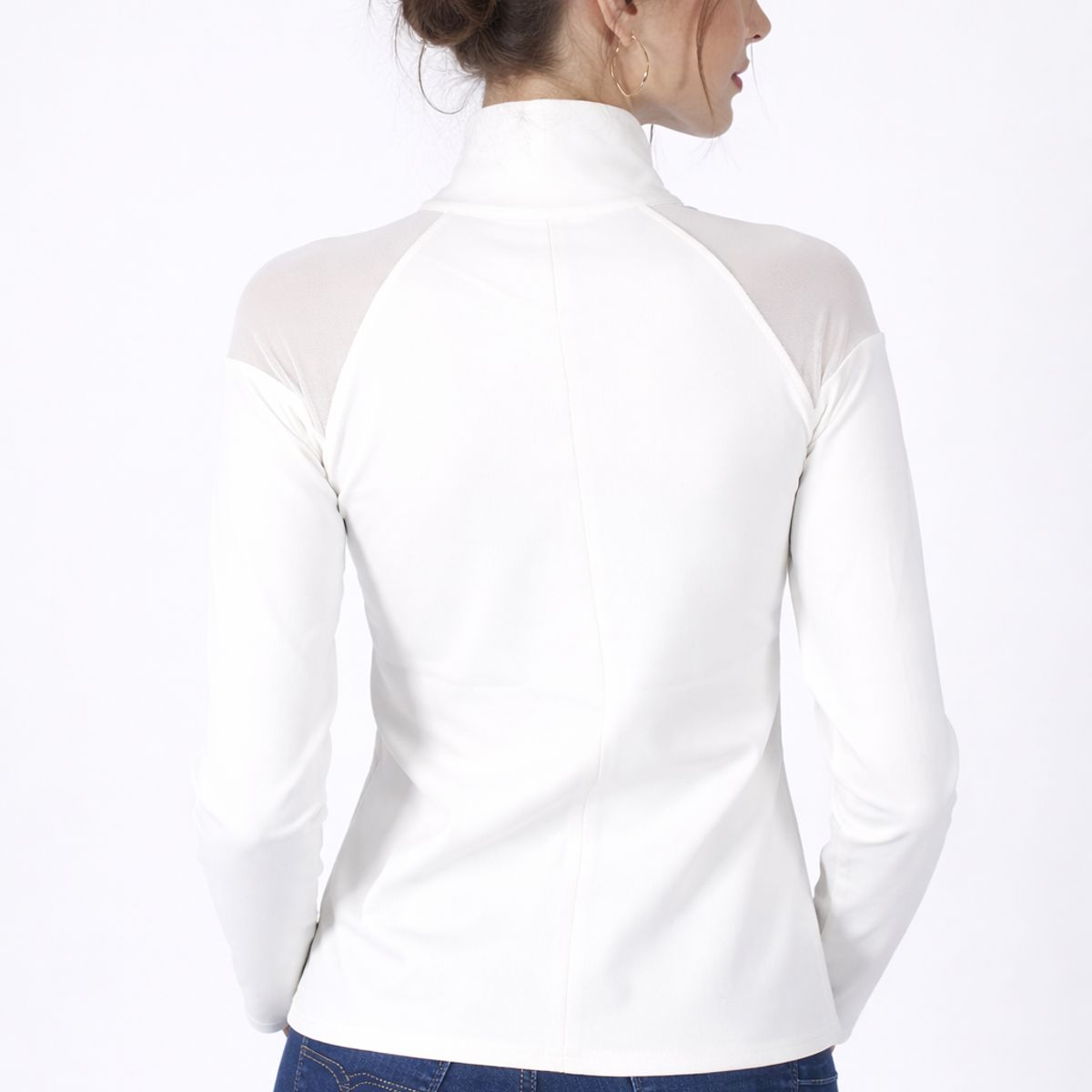 TENTATION - Polera Cuello Alto Crudo Tentation