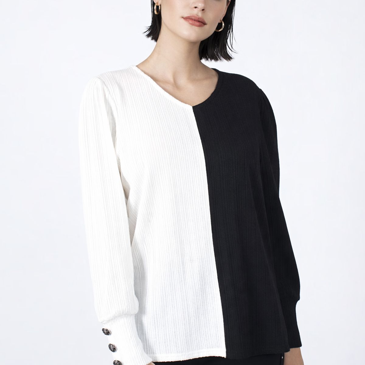 TENTATION - Sweater Bicolor Blanco Tentation