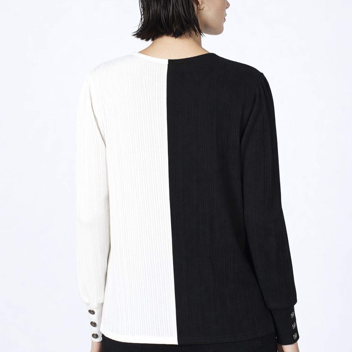 TENTATION - Sweater Bicolor Blanco Tentation