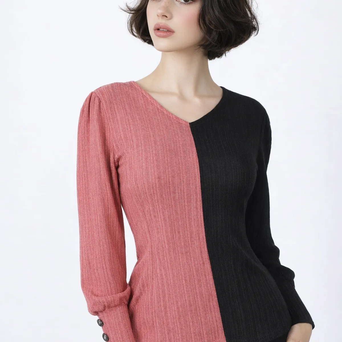 TENTATION - Sweater Bicolor Coral Tentation