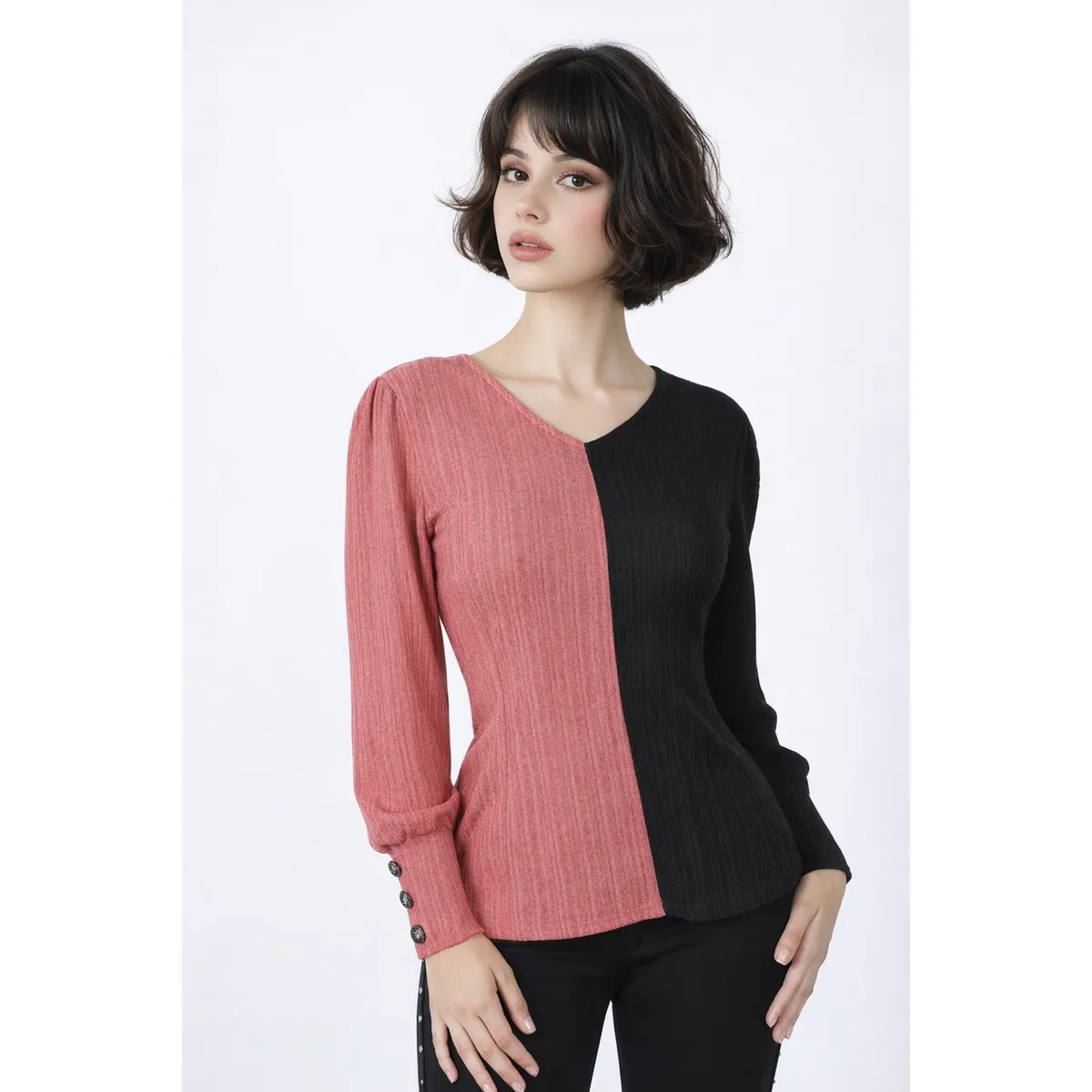 TENTATION - Sweater Bicolor Coral Tentation
