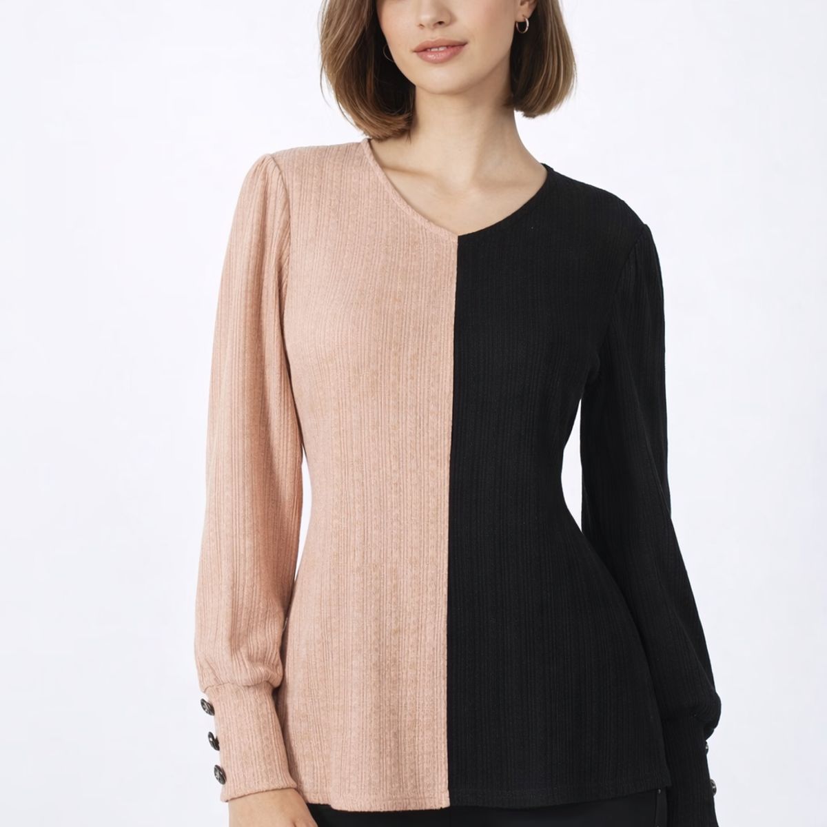TENTATION - Sweater Bicolor Beige Tentation