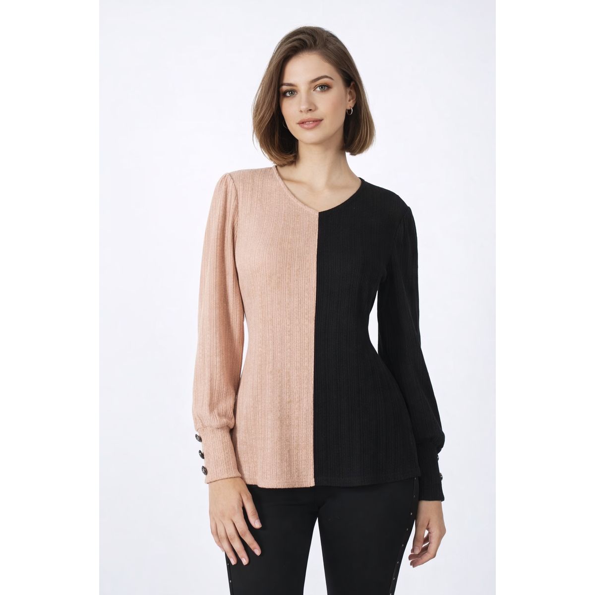 TENTATION - Sweater Bicolor Beige Tentation